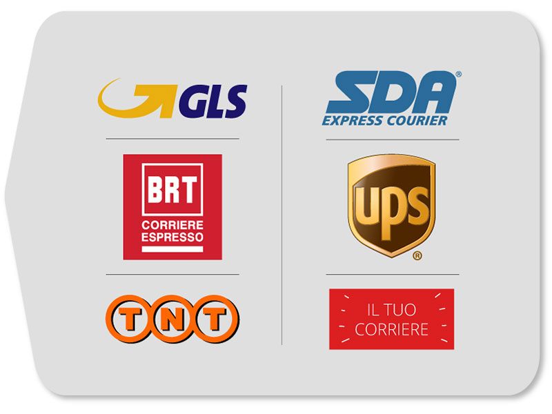 Loghi dei corrieri GLS, SDA, BRT, UPS e TNT